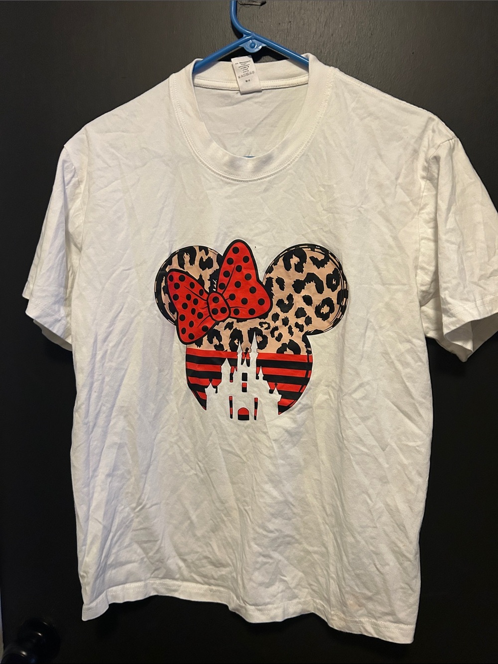 Disney White Tee with Leopard Minnie and Red Bow